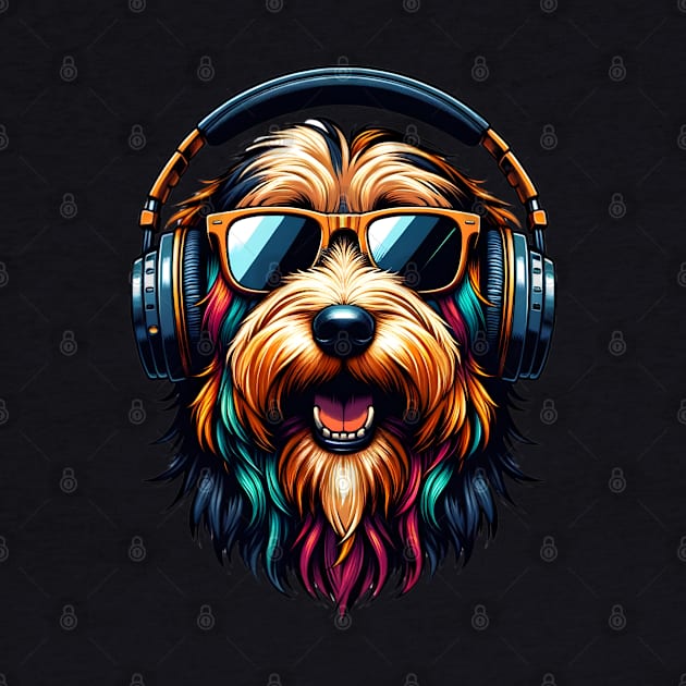 Otterhound as Smiling DJ with Headphones and Sunglasses by ArtRUs